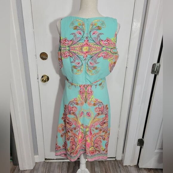 Sandra Darren Women's Sleeveless V-Neck Faux Wrap Chiffon Dress sz 10 - Picture 9 of 15